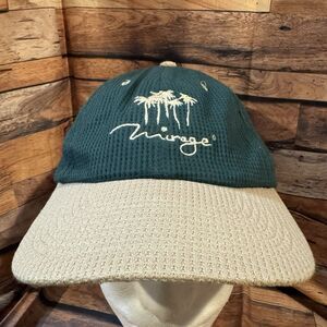 Vintage The Mirage Las Vegas Hat Waffle Knit Green Beige Adjustable Strapback